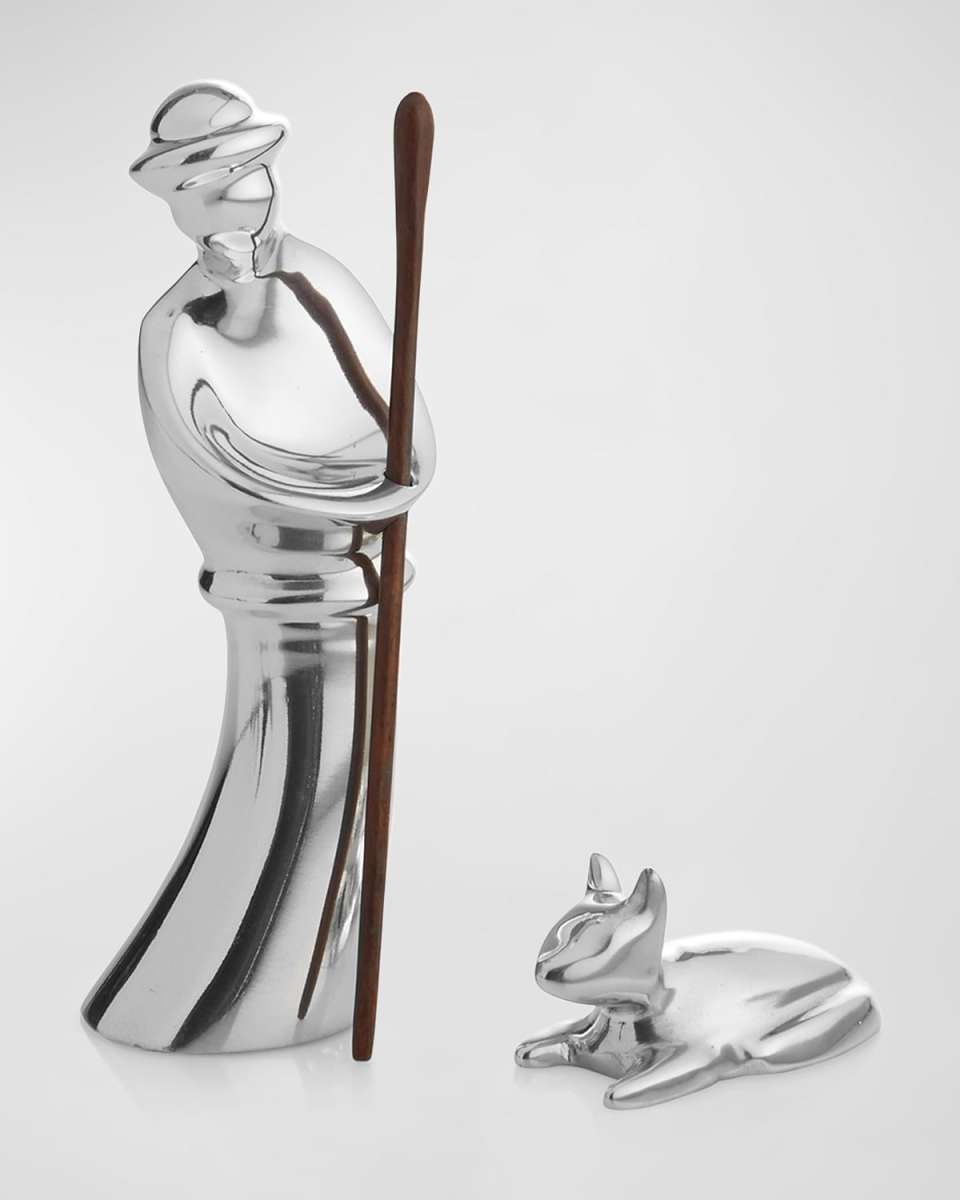 Mini Nativity Shepherd w/ Lamb Decorative Figurine
